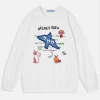 Aelfric Eden Cartoon Animal Print White Sweatshirt