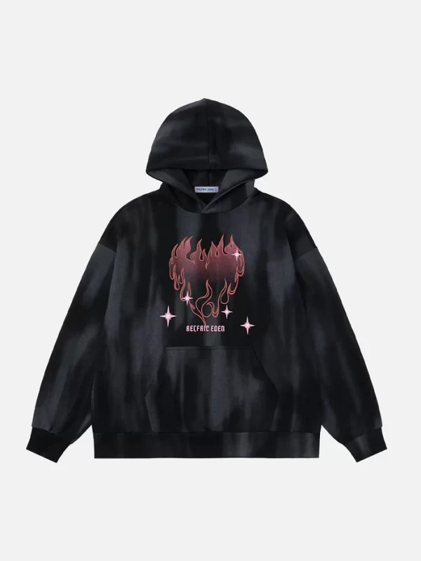 Aelfric Eden Flame Print Washed Hoodie