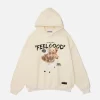 Aelfric Eden Shopping Cart Bear Print Beige Hoodie