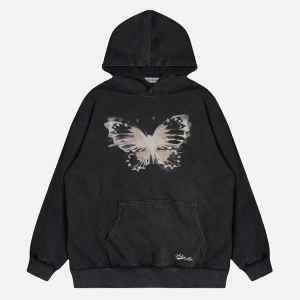 Aelfric Eden Washed Butterfly Print Hoodie